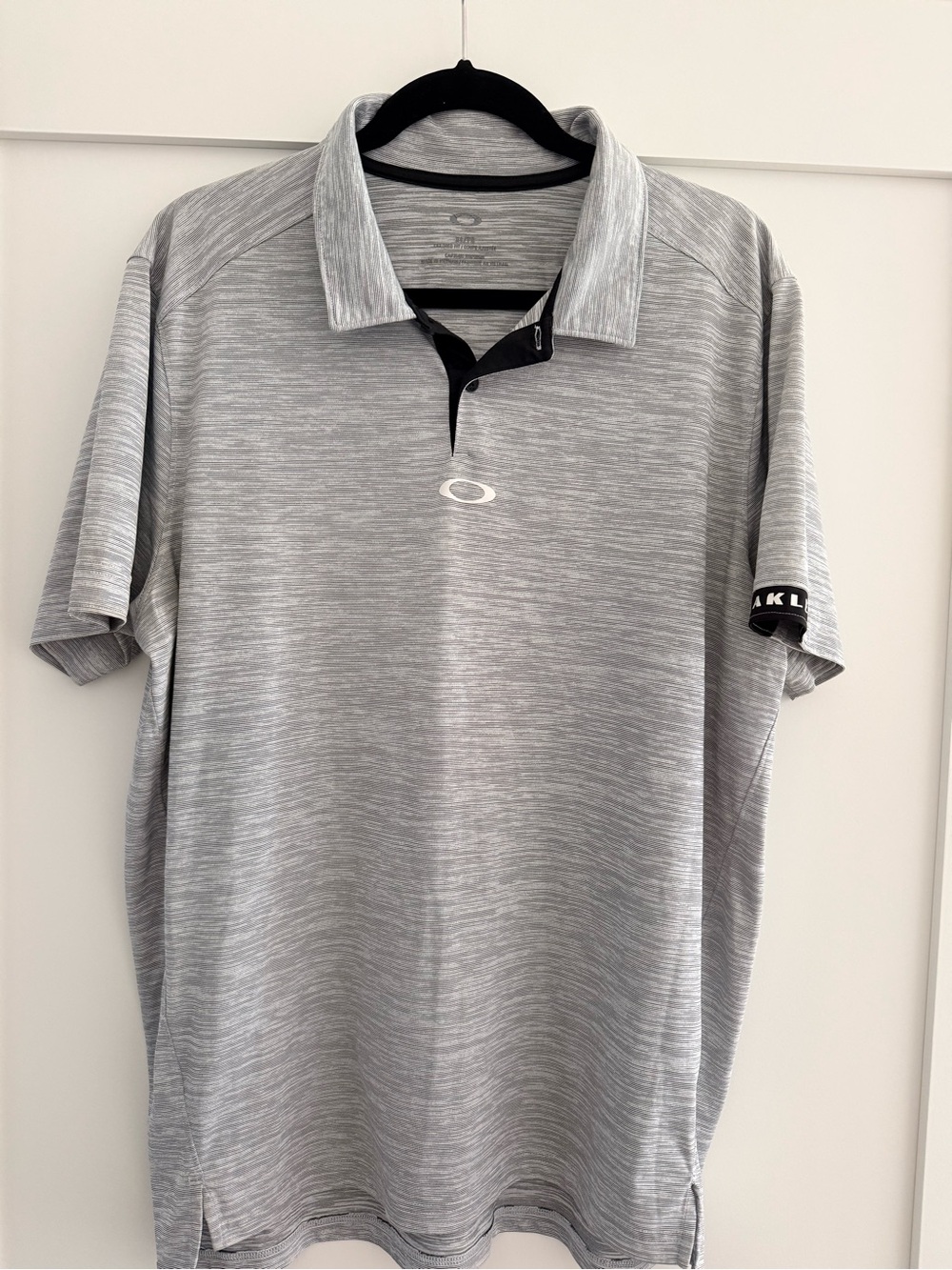 Oakley Light Gray Heather Performance Polo with Black Trim